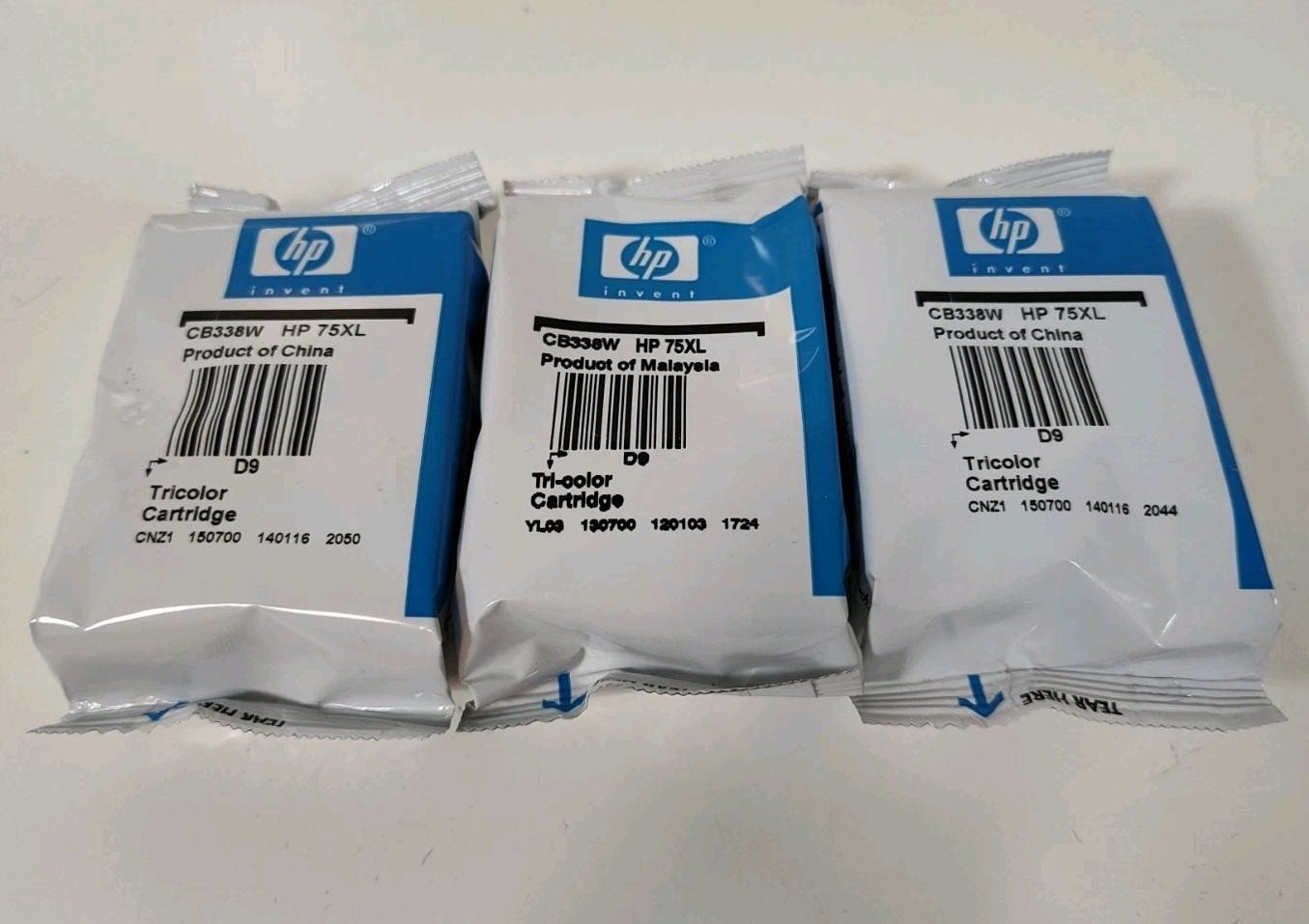 Genuine HP 75XL Tri-Color Ink Cartridges CB338W High Yield NIP No Box (Lot Of 3)