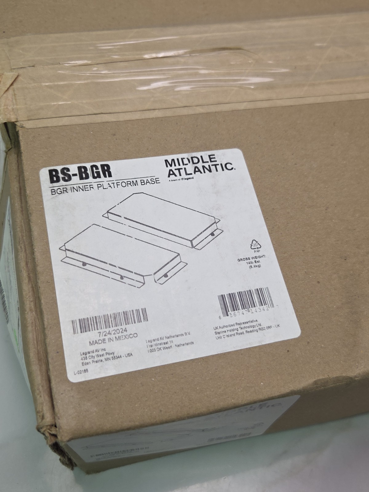 Middle Atlantic BS-BGR Inner Platform Base For BGR Series Rack Enclosures