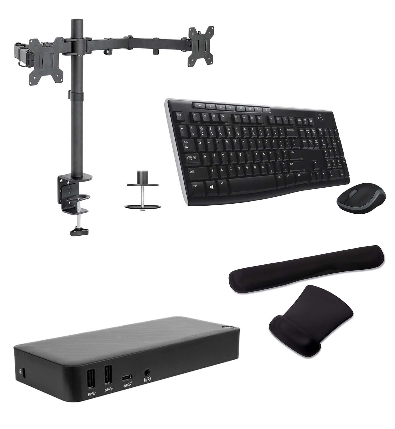 Targus Universal USB-C Dual 2K, Triple FHD 85W Dock, MK270 Keyboard & Mouse