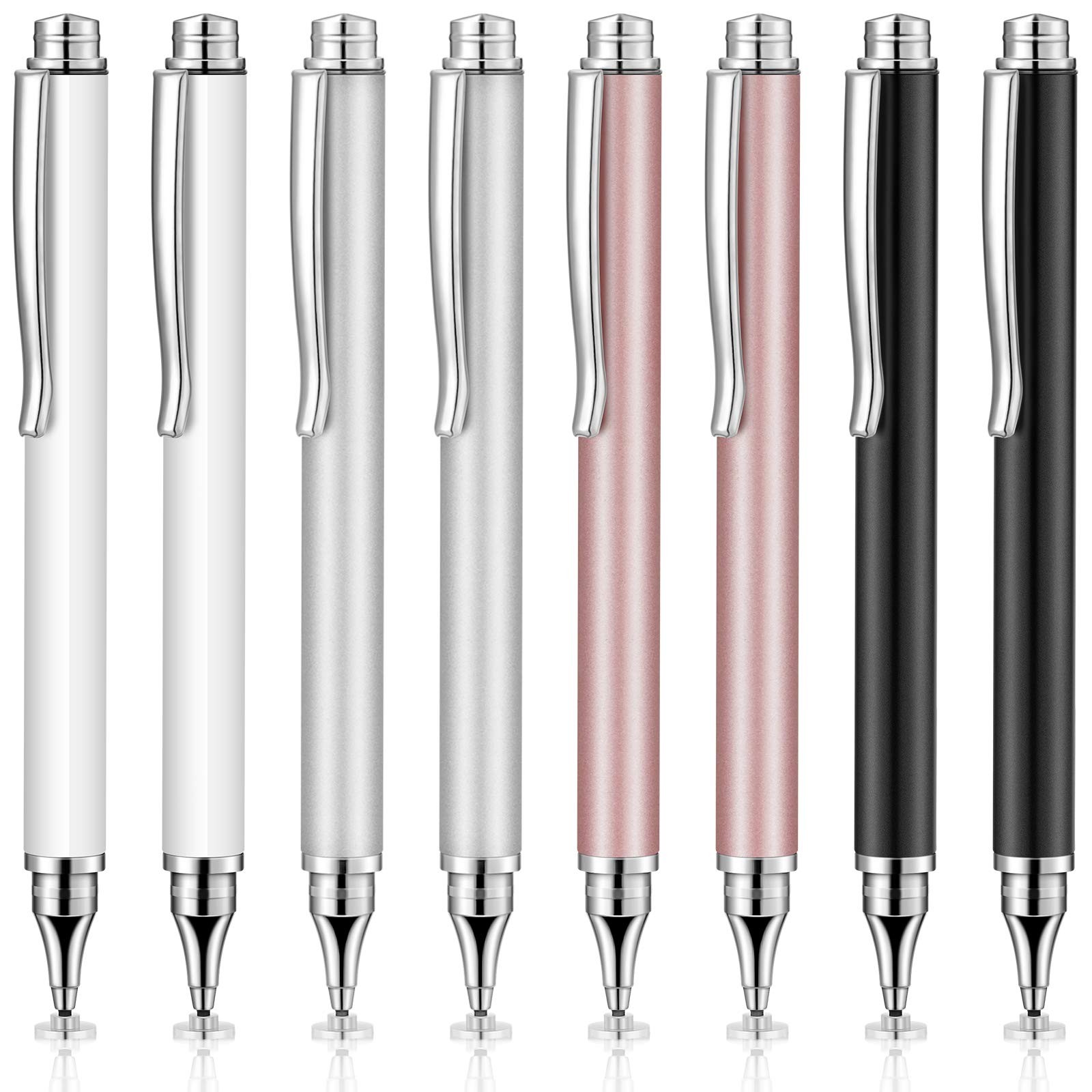 8 Pieces Capacitive Stylus Pens for Touch Screen, Universal Disc Fine Silver 