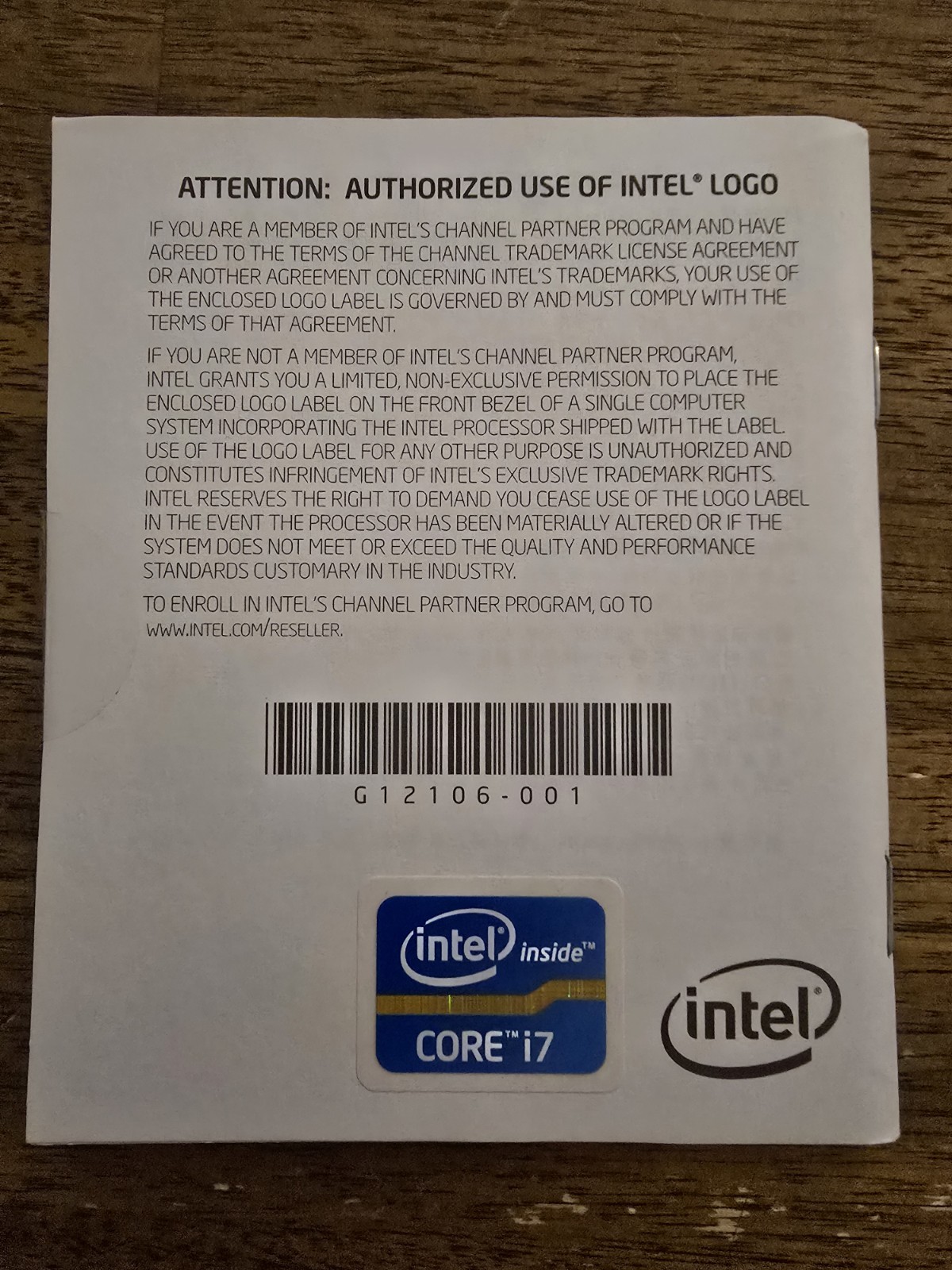 RARE Genuine Intel Core i7 Badges Sticker. 2cm X 2.5cm
