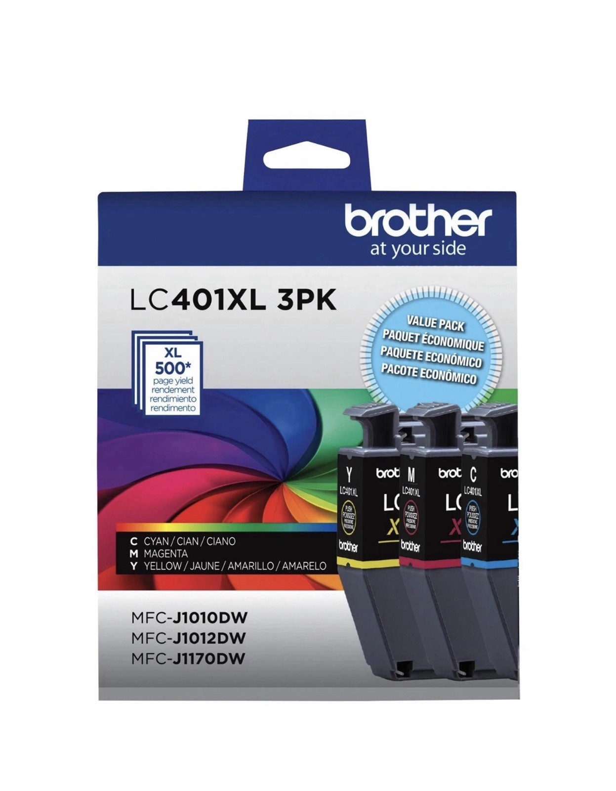 Brother Genuine LC401XL 3PK High Yield 3-Pack Color Cyan, Magenta and Yellow 27+