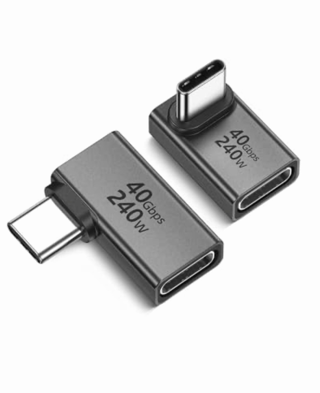 Silkland 40Gbps USB C 90 Degree Right Angle Adapter 2 Pack, 240W USB4