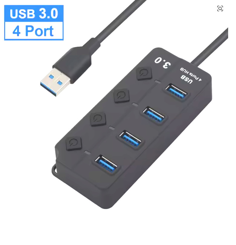 4 Port USB Hub Splitter PC Mac MacBook Notebook Laptop Desktop Portable 2.0 3.0