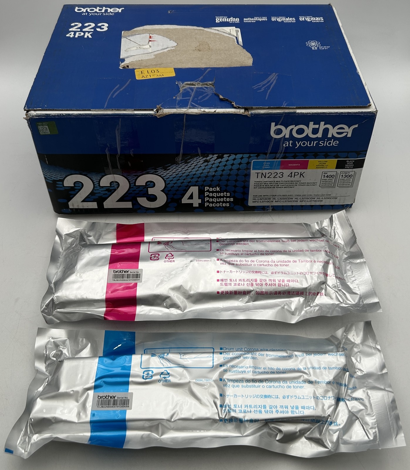 Brother TN223 Cyan, and Magenta, Toner Cartridges, 2 Pack - No Yellow,  No Black