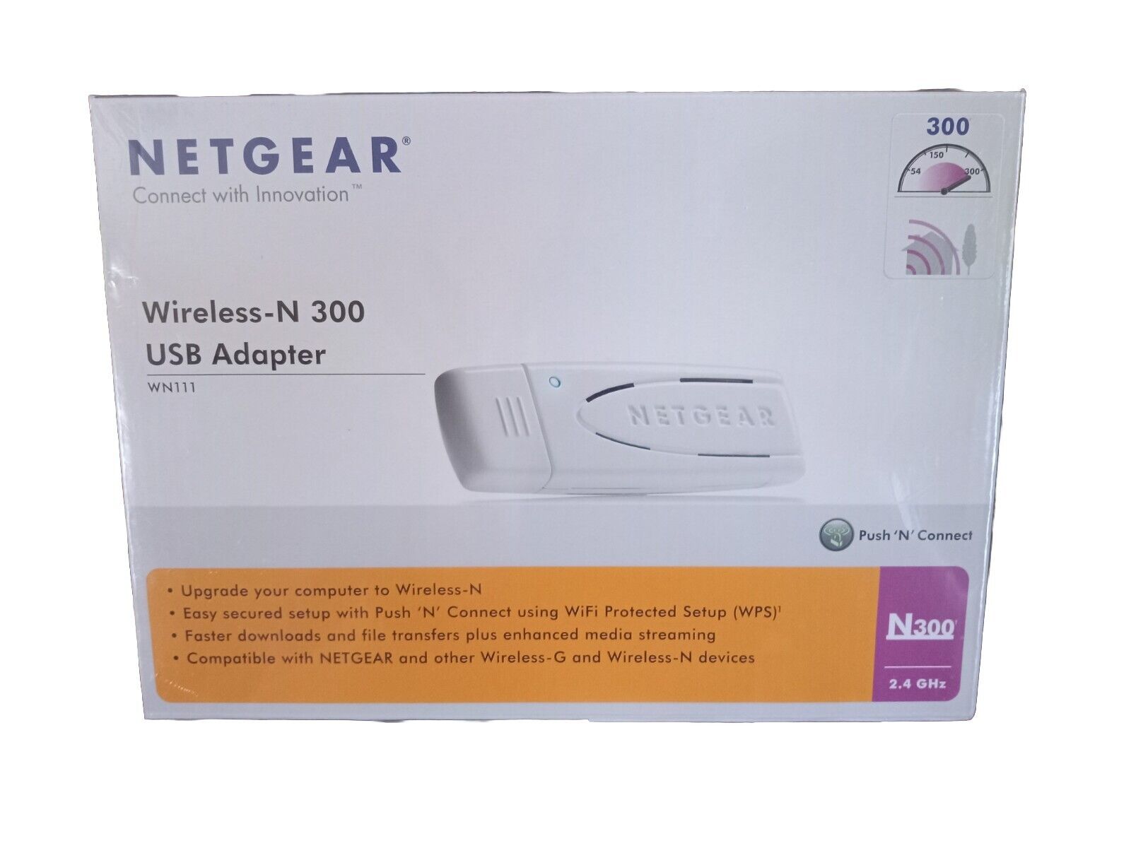 New Sealed Netgear WN111 Wireless-N 300 USB Adapter 