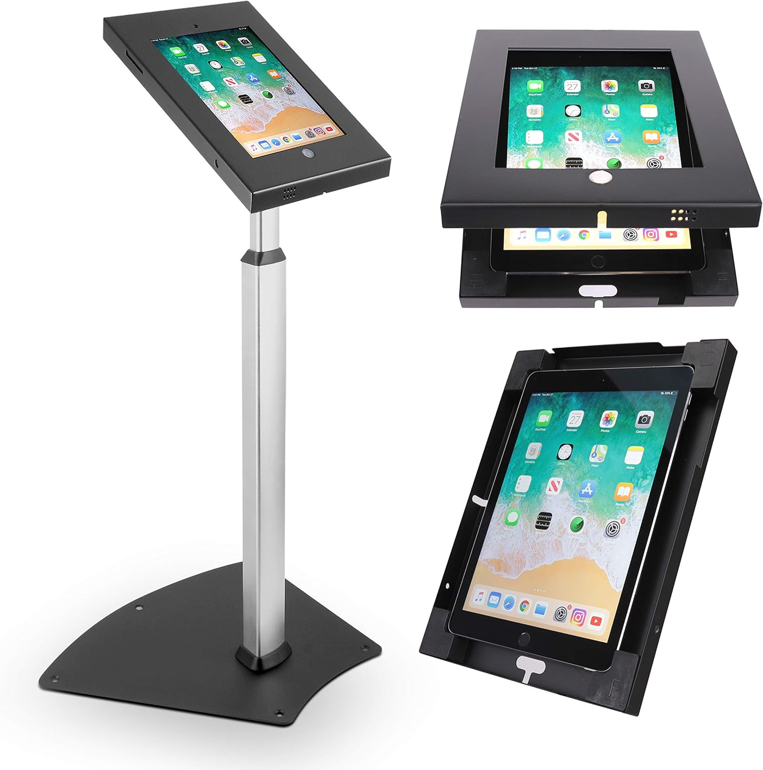 Home Ipad Compatible Tablet Stand, Tamper Proof Screen Holder, 27.56'' - 43.31''