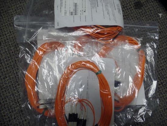 LOT OF 5 AFL 10M SC-SC SINGELMODE 9/125 DUPLEX ORANGE FIBER OPTIC CABLE