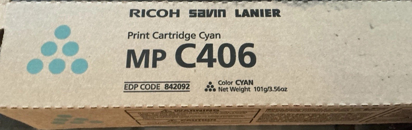 New Ricoh Savin Lanier MP C406 Cyan Toner Print Cartridge 842092