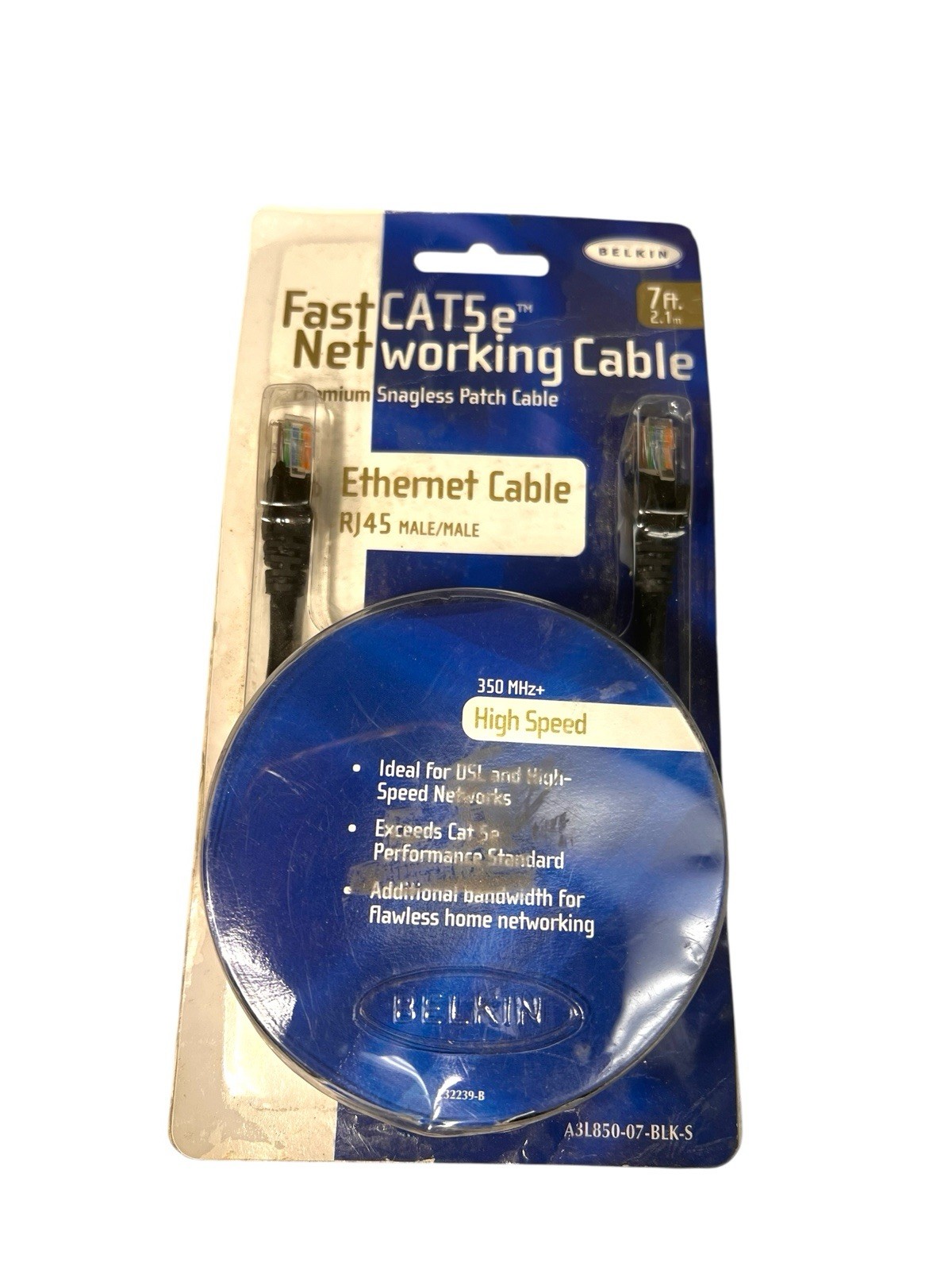 Belkin FastCAT 5e Networking Cable Premium Snagless Patch Cable 7' A3L850-07-BLK