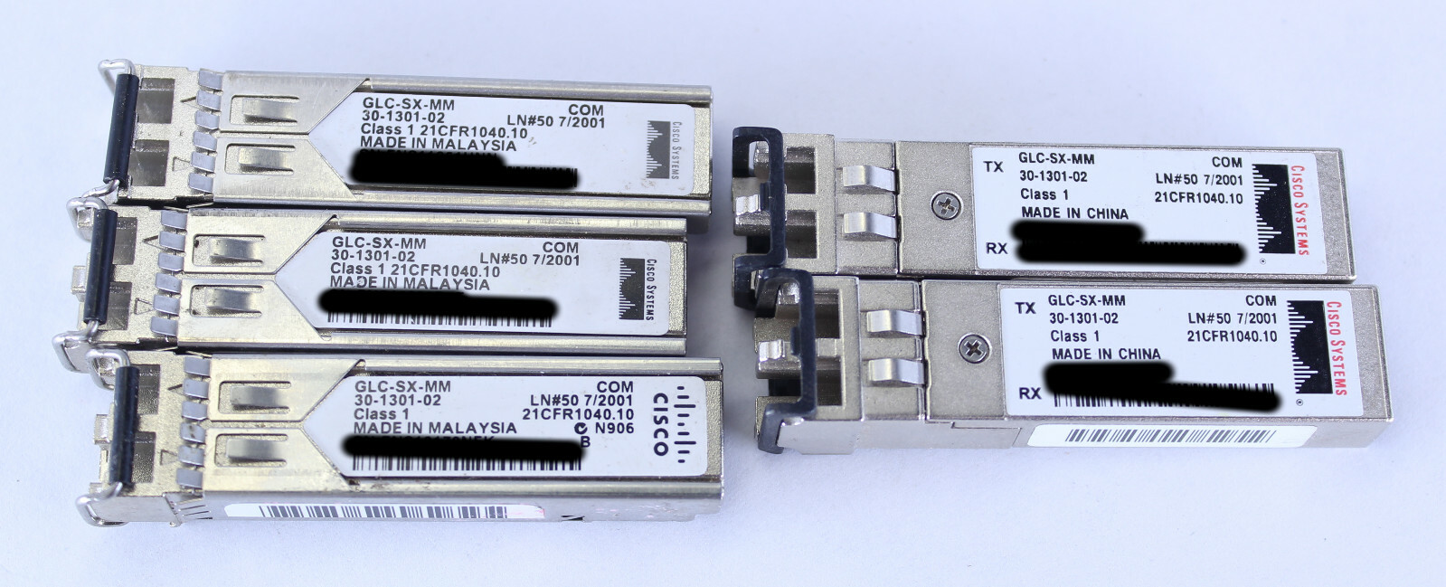 Lot of 5 Cisco GLC-SX-MM 30-1301-02 1G Ethernet Transceiver CNUIAFJAAA