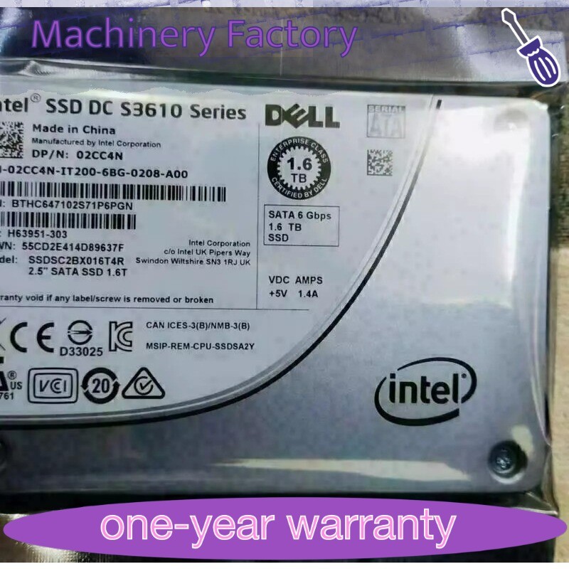 New DELL Intel S3610 1.6TB SSD 2.5" Series DC 02CC4N SSDSC2BX016T4R MLC SATA