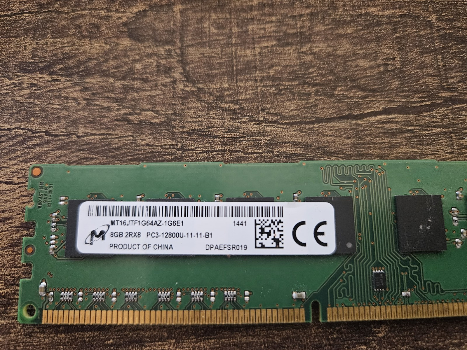 Micron 8GB Memory 2Rx8 PC3L-12800U-11-13-B1 From Lenovo Laptop