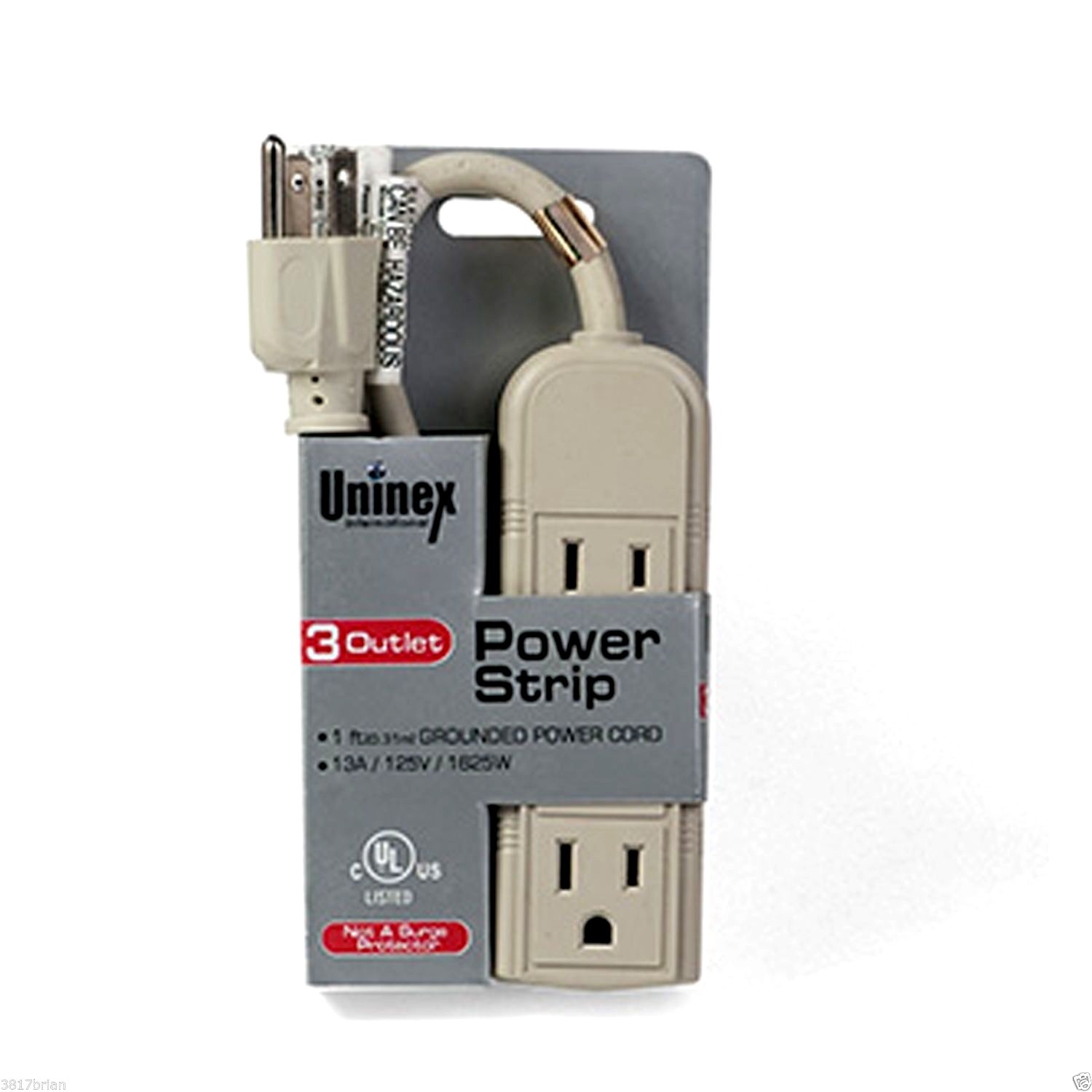  3 OUTLET  POWER STRIP 1 FT CORD 12 INCH CORD 13A/125V/1625W