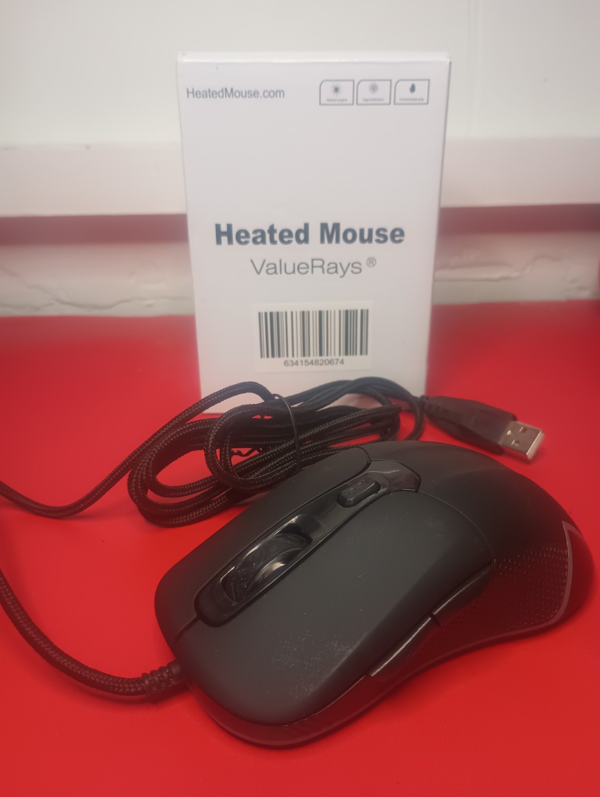 ValueRays Heated USB Computer Mouse Ergonomic Optical Mouse PC Mac Black