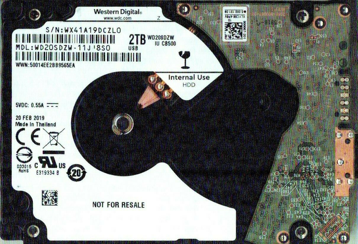 WD20SDZW-11JJ8S0,   WESTERN DIGITAL USB3 2TB  WX  FEB 2019