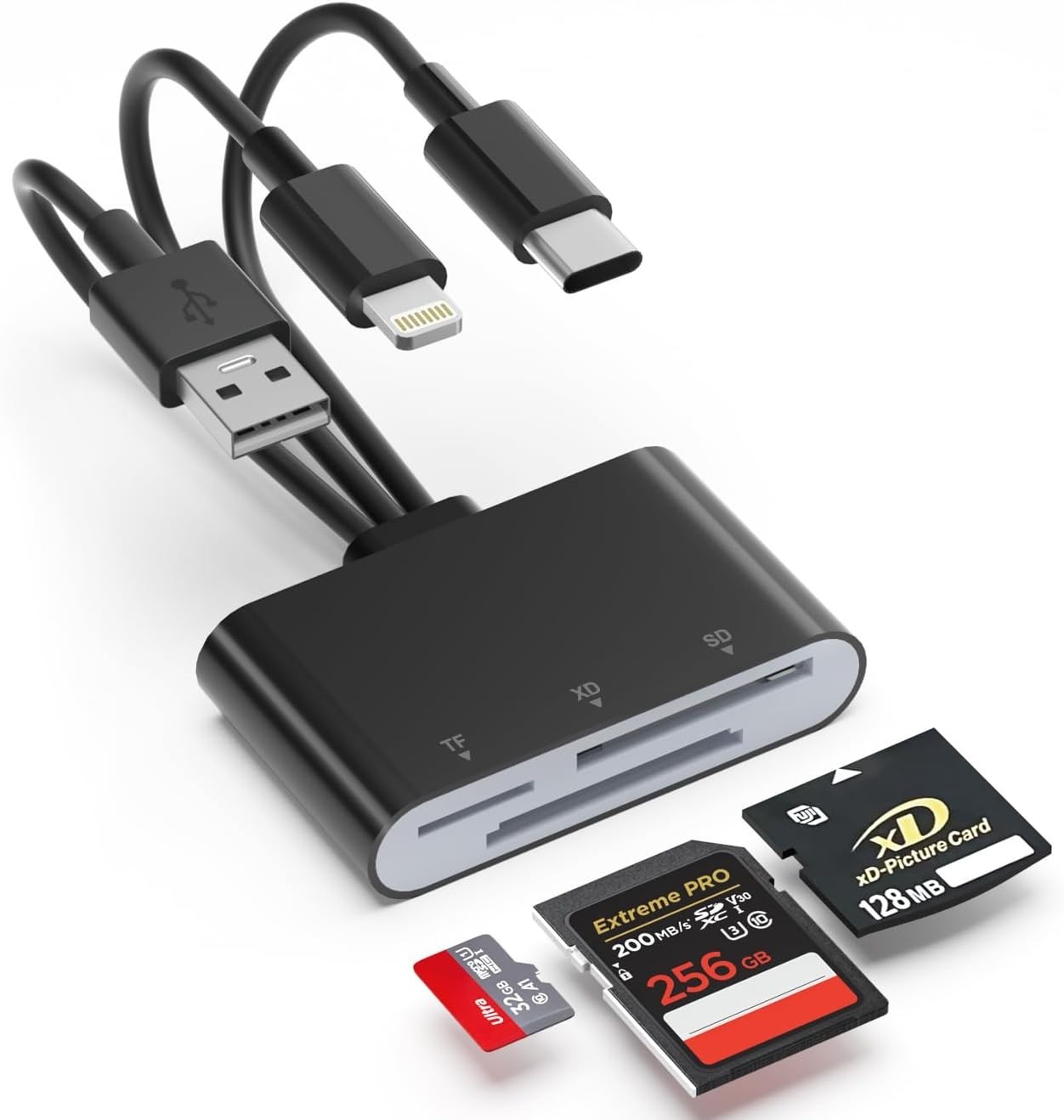 XD Card Reader for Olympus Fujifilm, 3-in-1 XD Picture Card Adapter with Ligh...