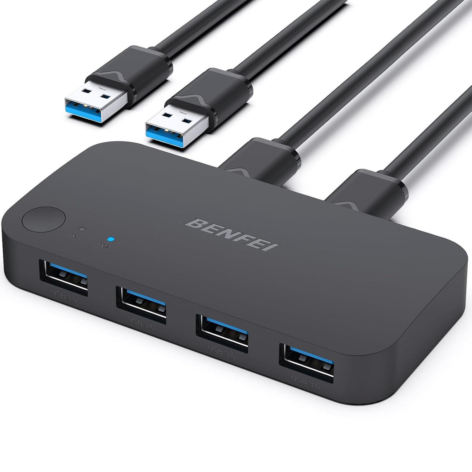 USB 3.0 KVM Switch, Dual Computer USB Switch 4 Ports, Share Keyboard Mouse