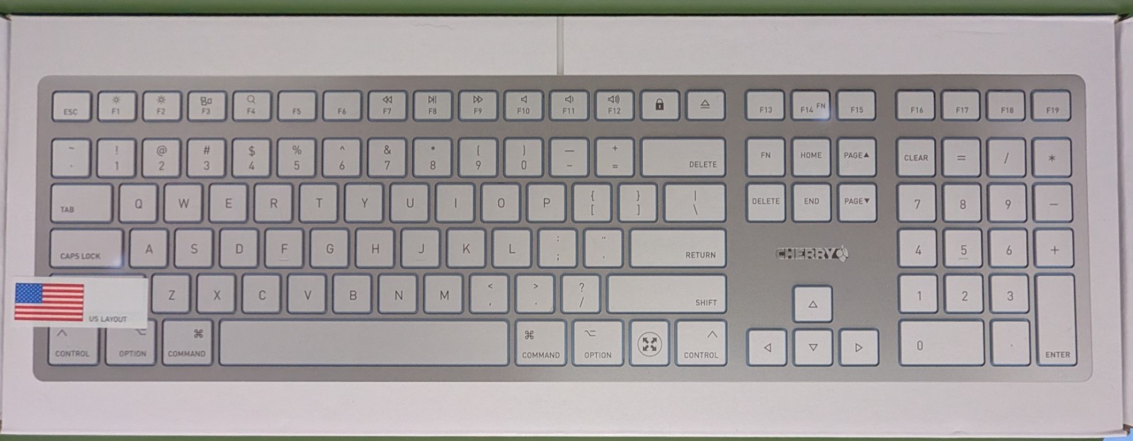 NEW SEALED - Cherry KC 6000C Wired Slim Mac Keyboard - Silver/White US