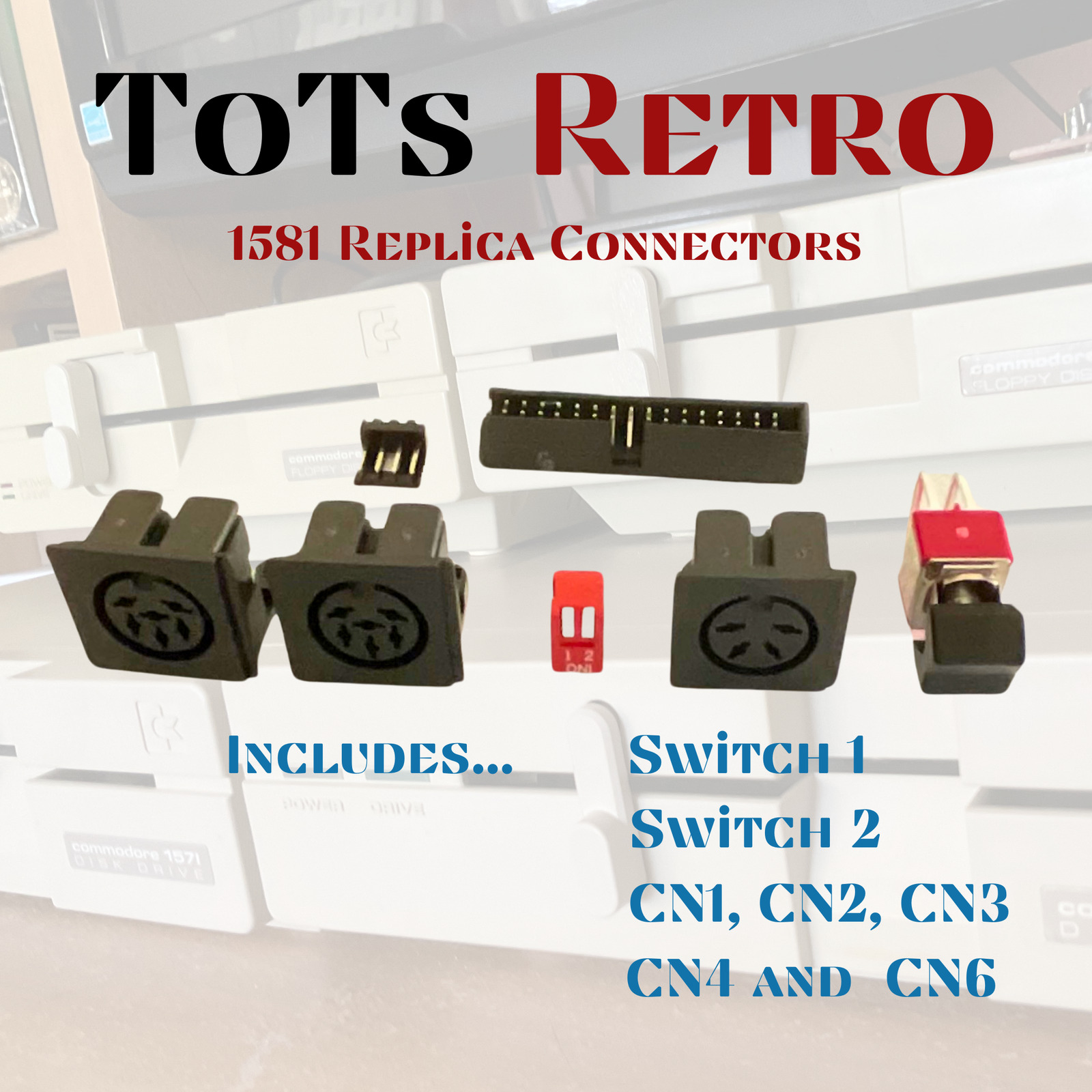 Commodore 1581 Replica Connector Kit w/ Power switch