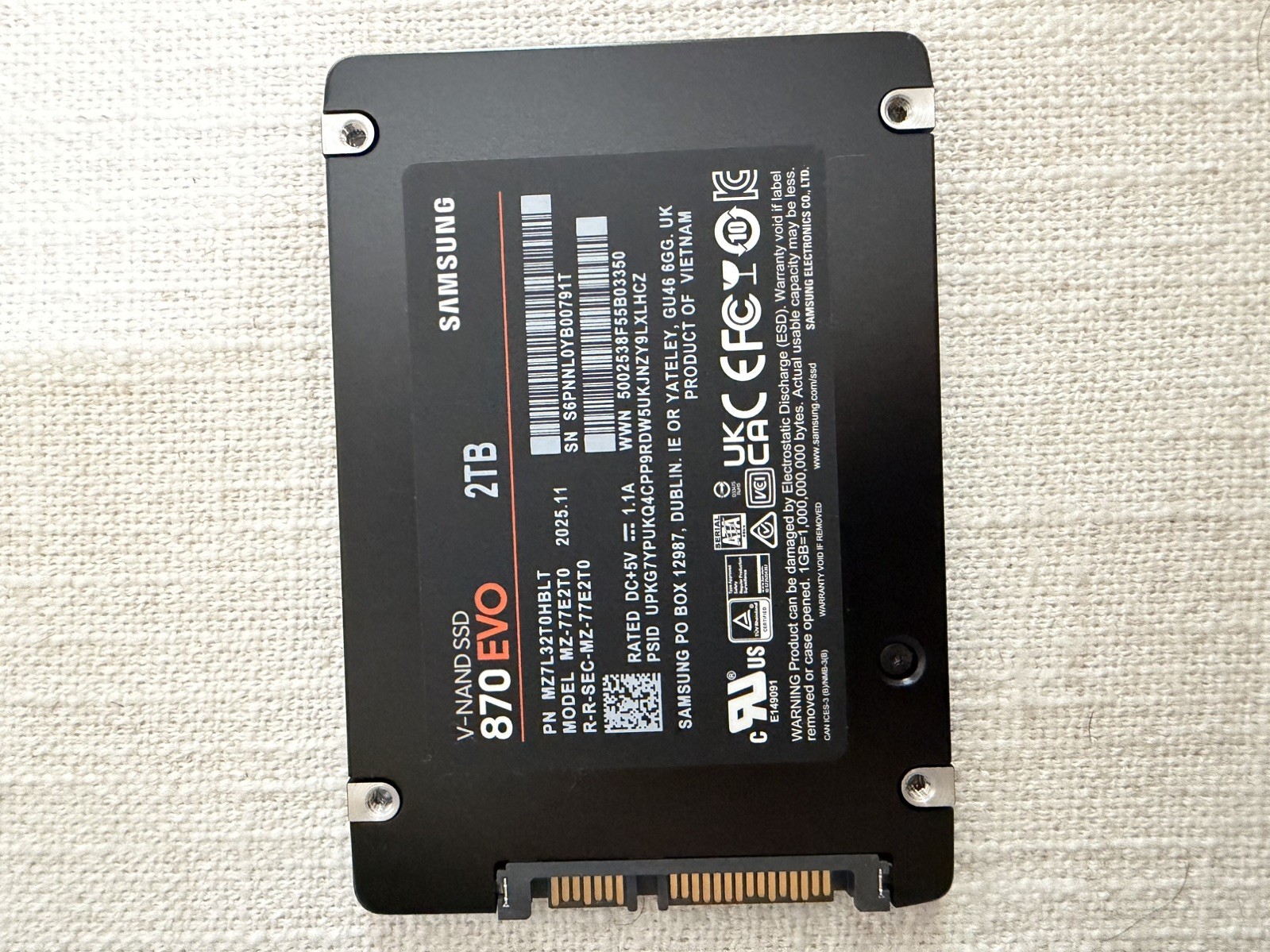 Samsung 870 EVO 2TB 2.5" SATA III Internal SSD MZ-77E2T0 Brand new Open Box