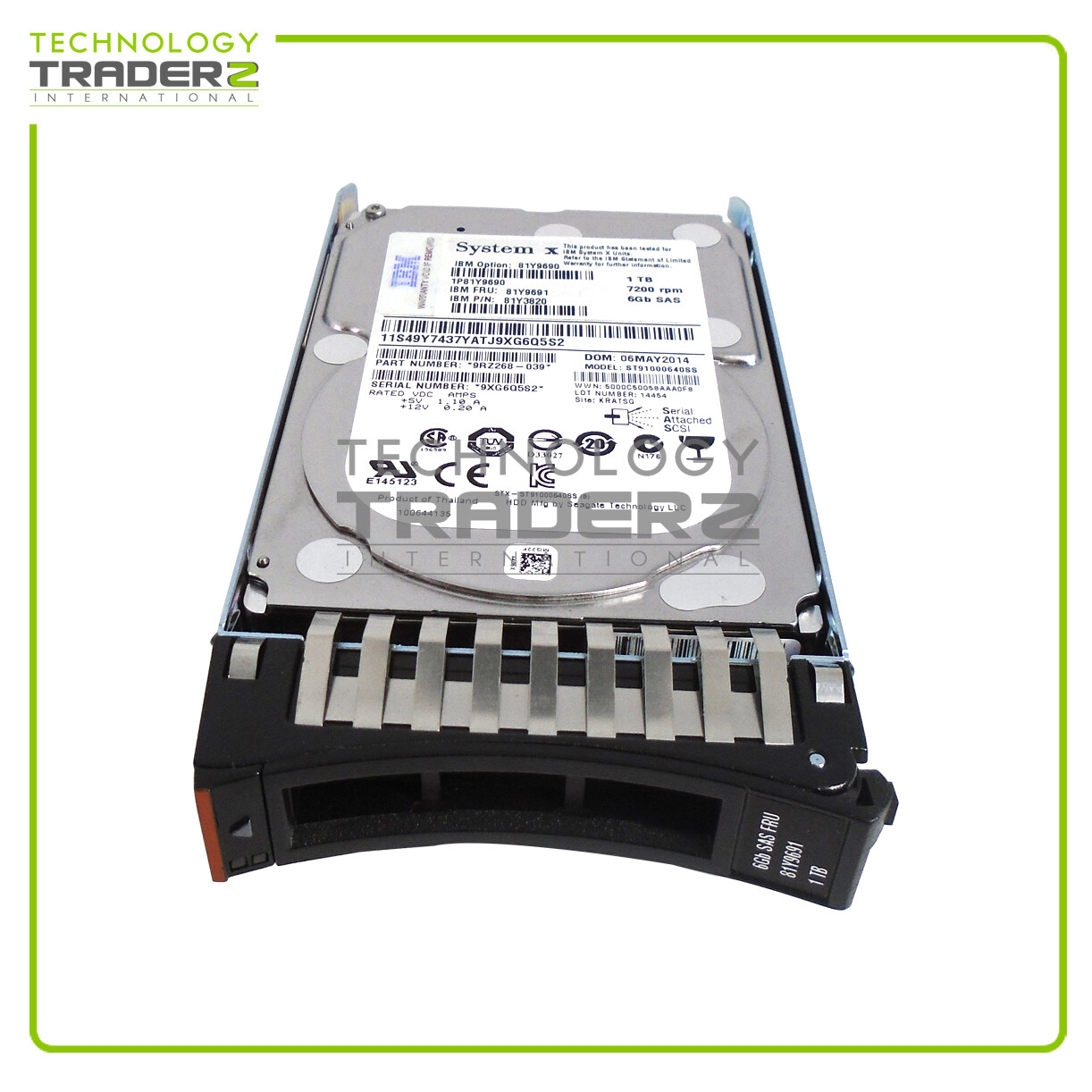 IBM 1TB 7.2K 2.5'' Nearline SAS 6G Hard Drive 81Y9690 81Y9691 81Y3820 **Pulled**