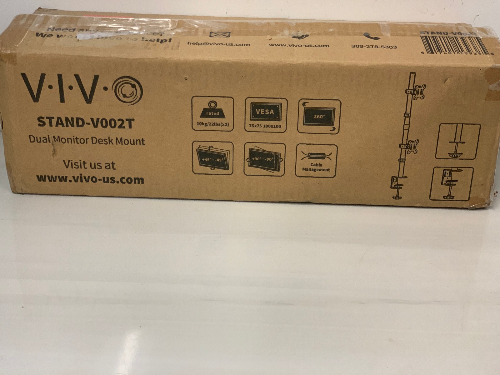 VIVO STAND-V002T Dual Monitor Desk Mount Stacked Vertical Stand Heavy Duty Steel
