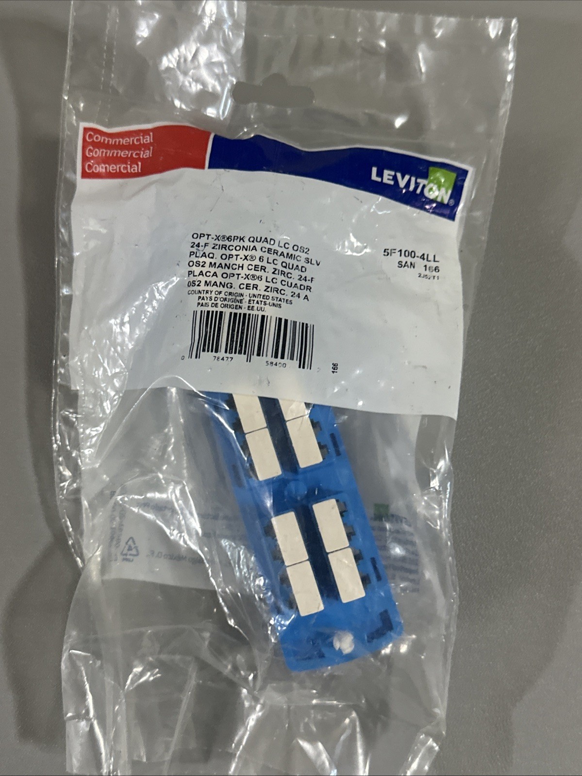 LEVITON Sdx Precision Molded Fiber Adapter Plate Single-mode Yellow 5F100-4LL