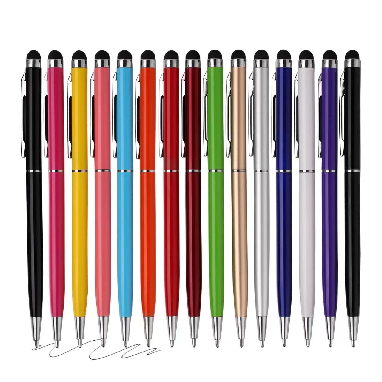 15 Pack Stylus Pens for Touch Screens + Black Ink Ballpoint Pen 2-in-1 Set