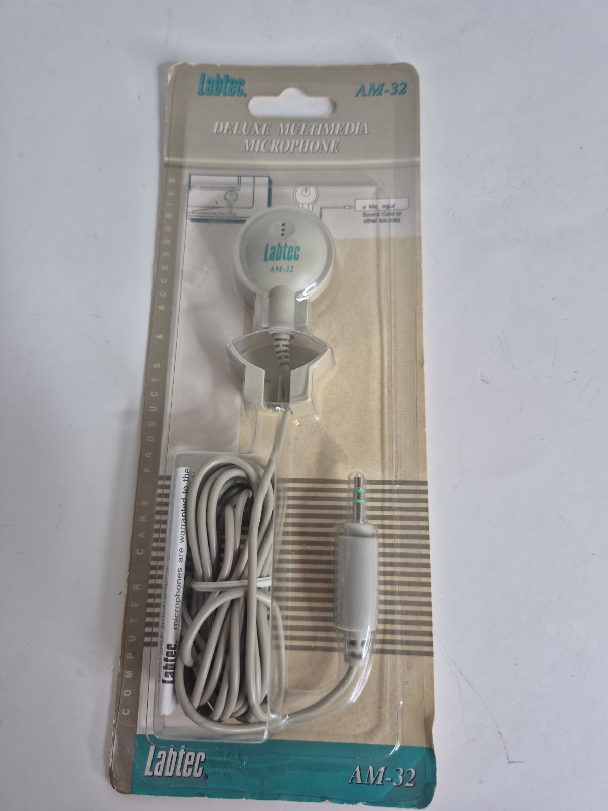 New LABTEC AM-32 Deluxe Clip-On Microphone w/Holder 3.5mm Audio Jack Sealed Box