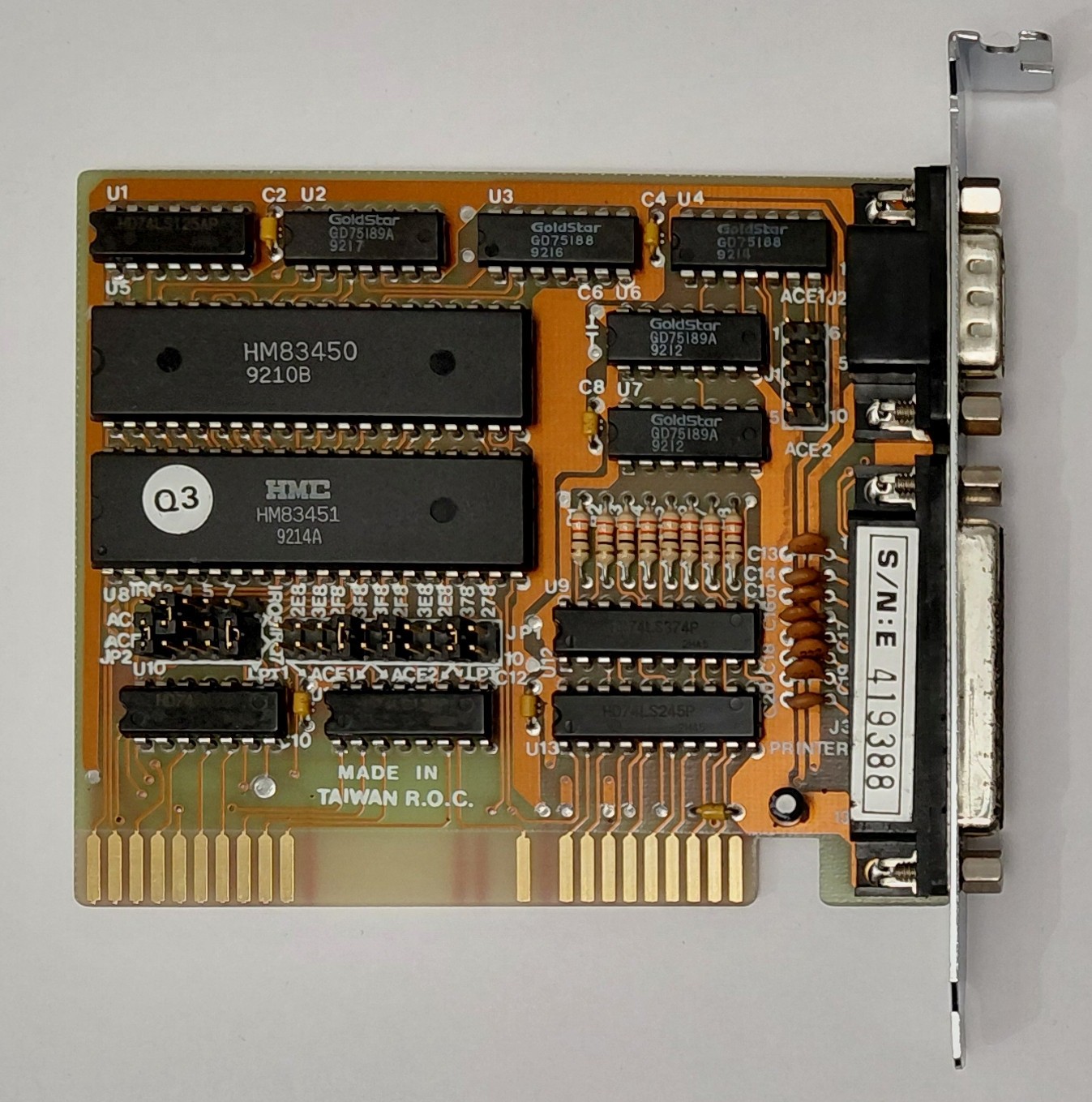 Redford TN-951 Multi-I/O 8-bit ISA Controller (Serial, Parallel, HMC, 1992)