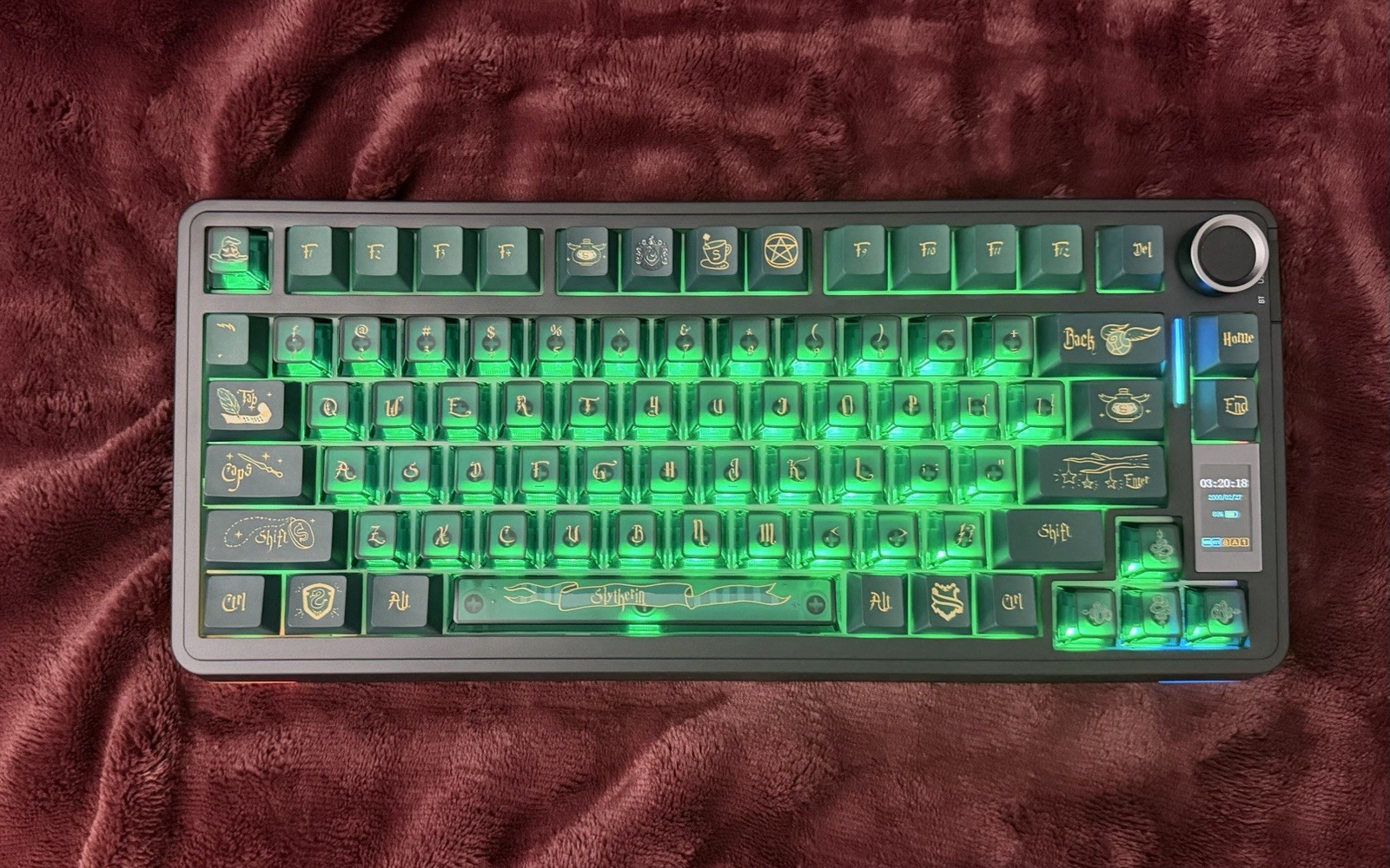 Brand New AULA S75 Pro Mechanical Keyboard – Slytherin Harry Potter Keycap Set
