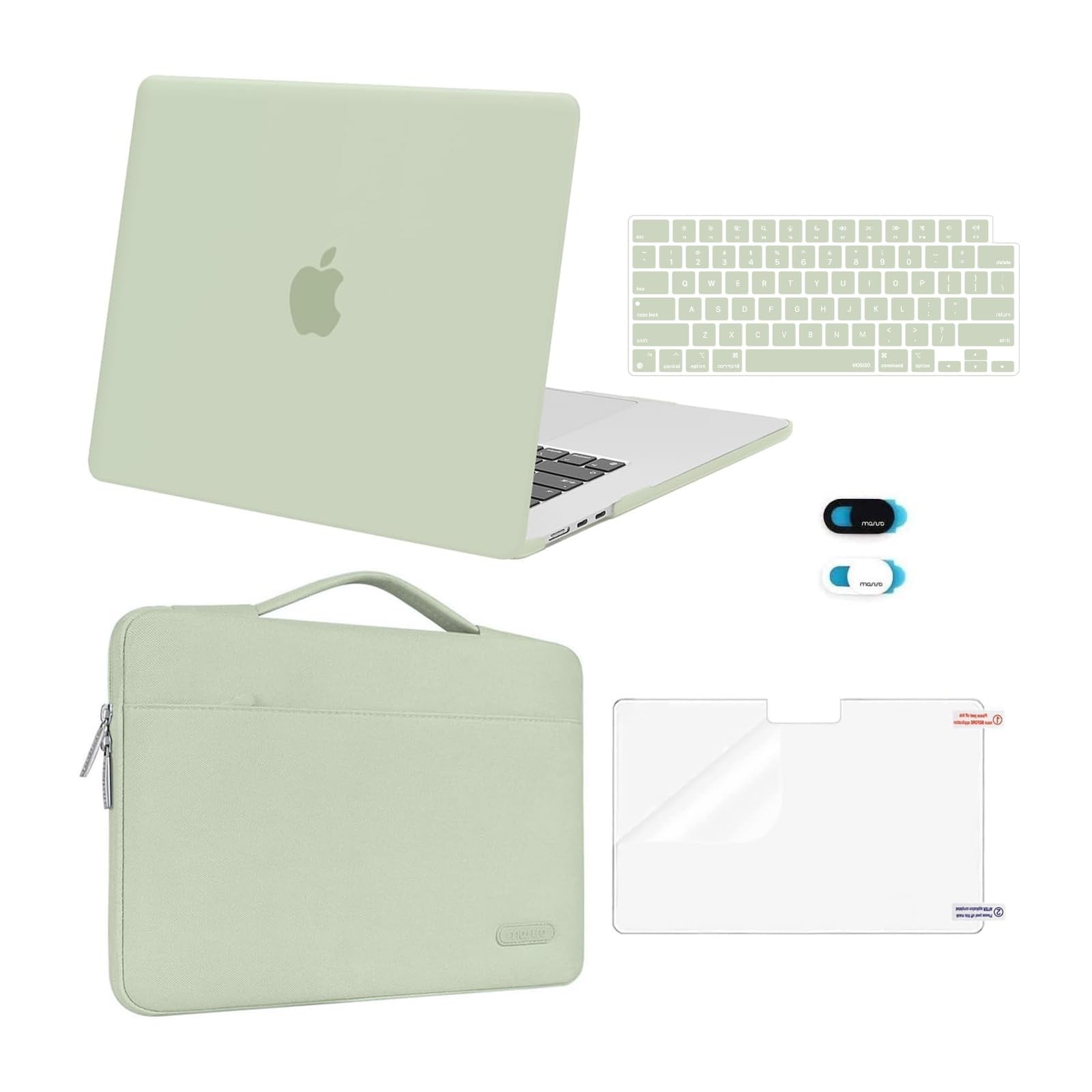 MOSISO Compatible with MacBook Air 15 inch Case M5 2026 M4 2025 M3 Sage Green