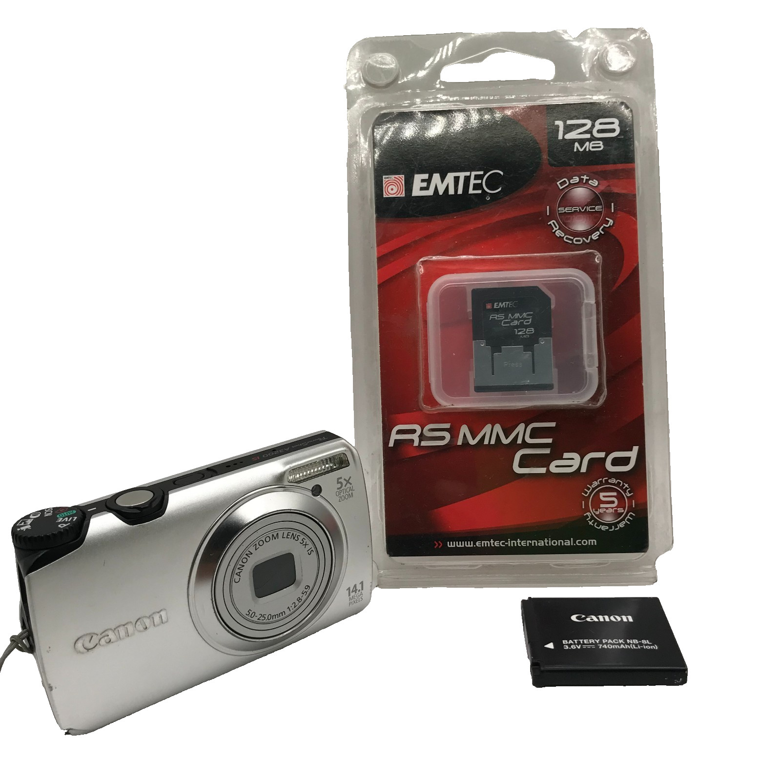 Canon PowerShot A3200 IS 14.1MP Digital Camera + Battery + New 128MB SD Card