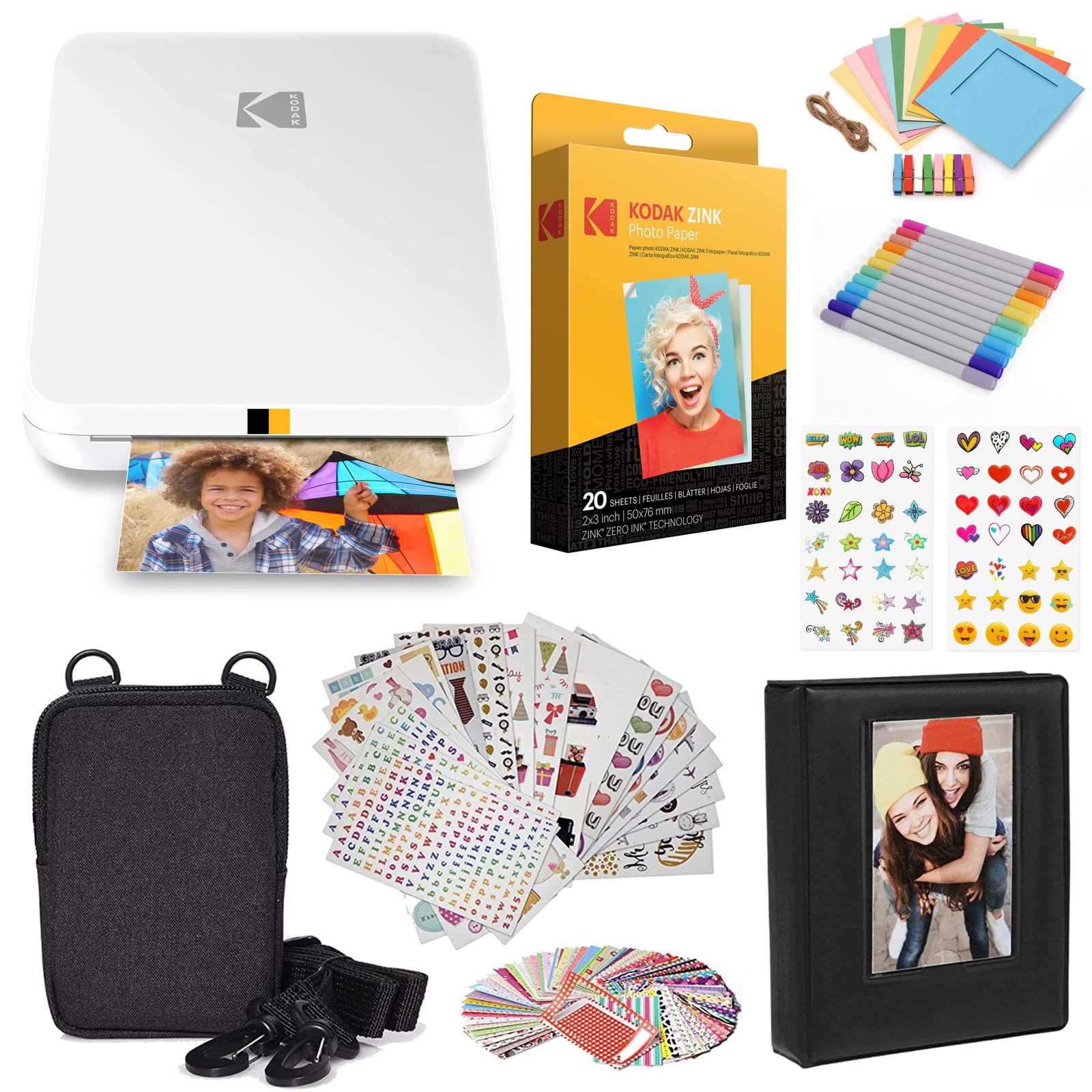 Kodak Step Slim Instant Mobile Photo Printer - Kit: 20 Pack Zink 2x3, White