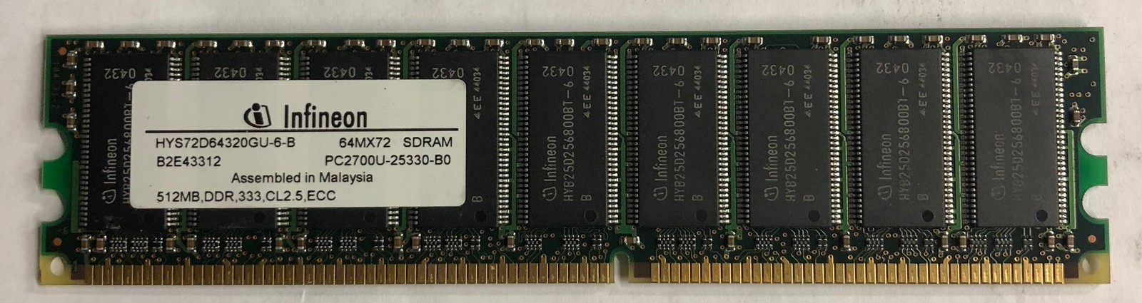 Infineon HYS72D64320GU-6-B 512MB DDR Server RAM Memory