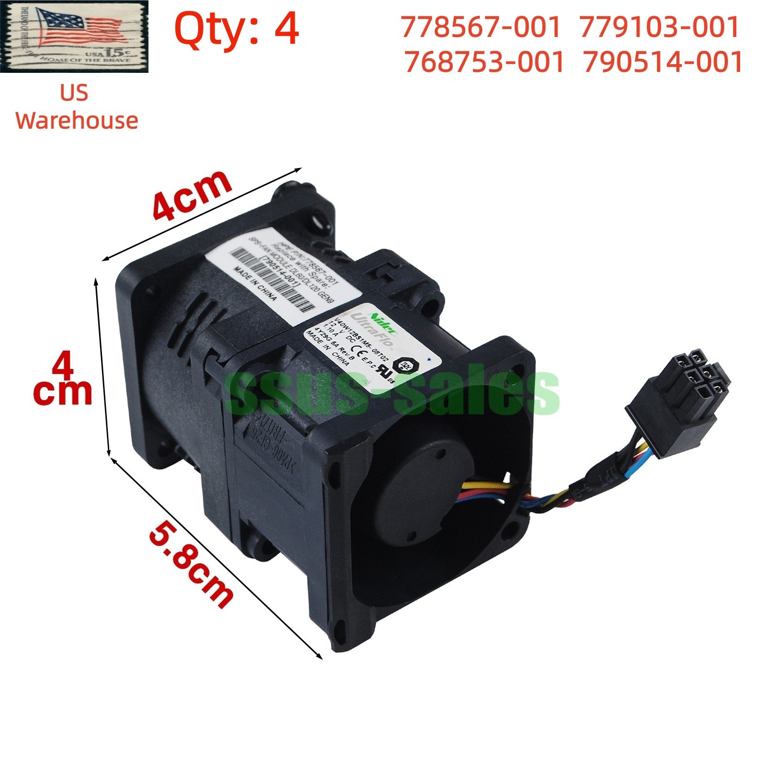 4PCS 778567-001 779103-001 Hot-swappable Fan Module for HPE DL120 DL160 G9 1U