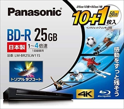 Panasonic LM-BR25LW11S 4X Blu-ray Disc BD-R 25GB (10p) + 50GB (1p) Made in Japan