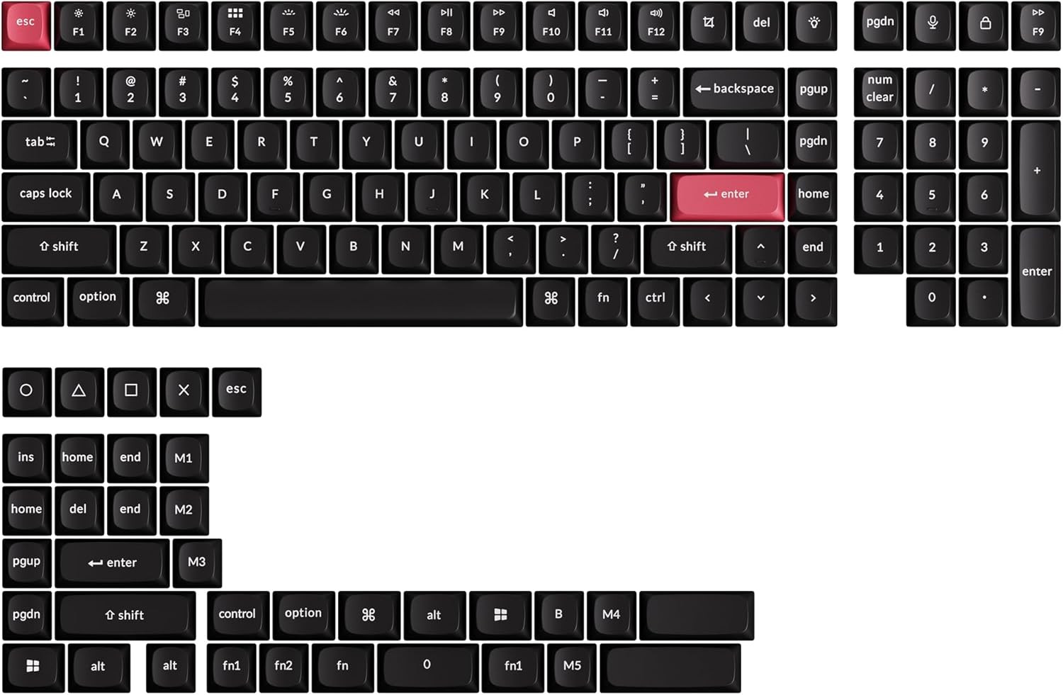 OSA Profile Double-Shot PBT Keycap Full Keycap Set (141 Keys) - White on Black,