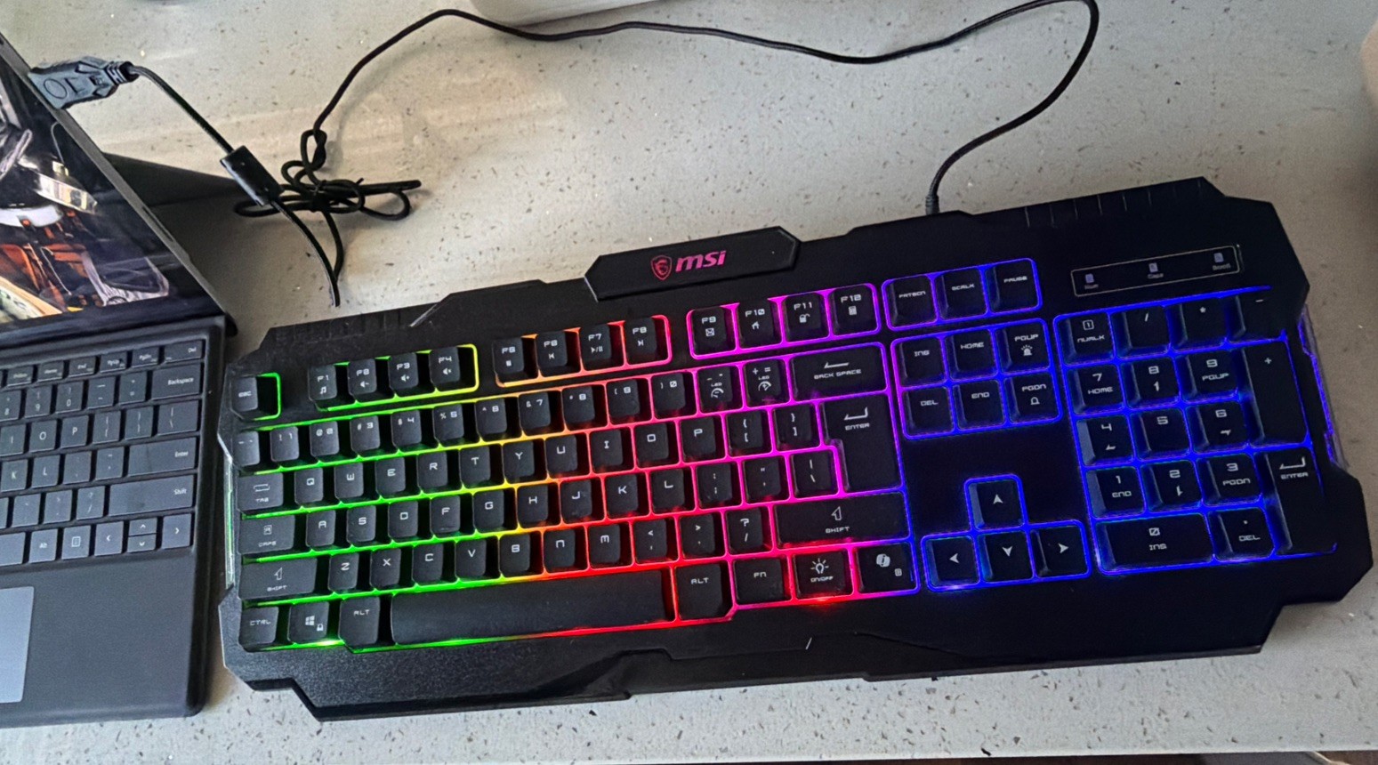 MSI Forge GK100 RGB Gaming Keyboard Wired USB Full Size Backlit PC Tested