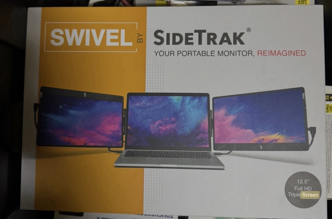 SideTrak Swivel 12.5in Portable Triple Screen Monitor FHD 1920x1080 Black