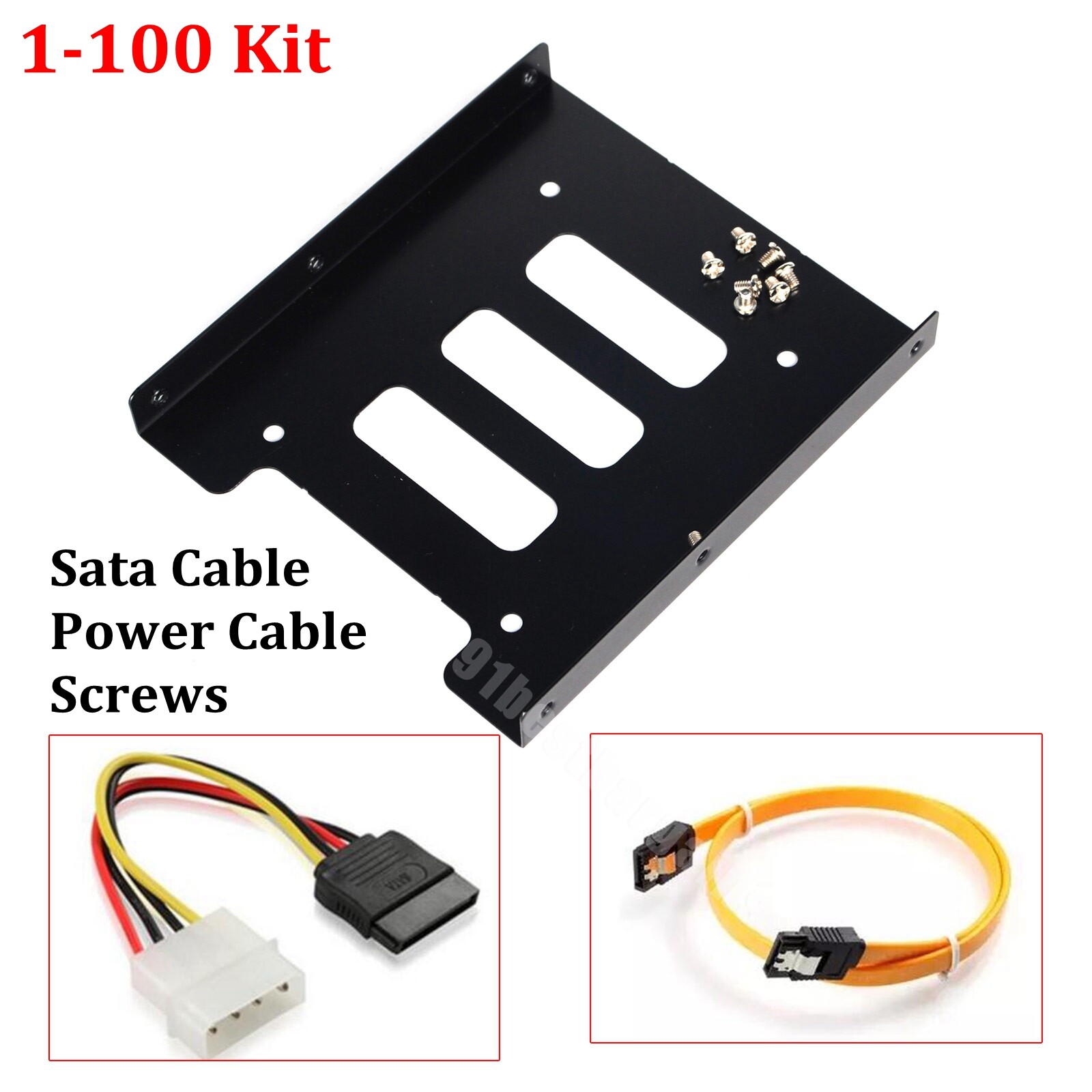 Lot 2.5 " to 3.5" bracket SSD HDD Adapter + SATA Cable + Power Cable for PC