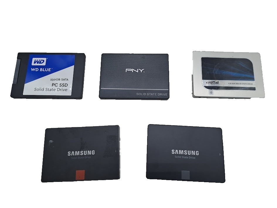 Lot of 5 SSD 250GB 2.5" SATA different brands check the description