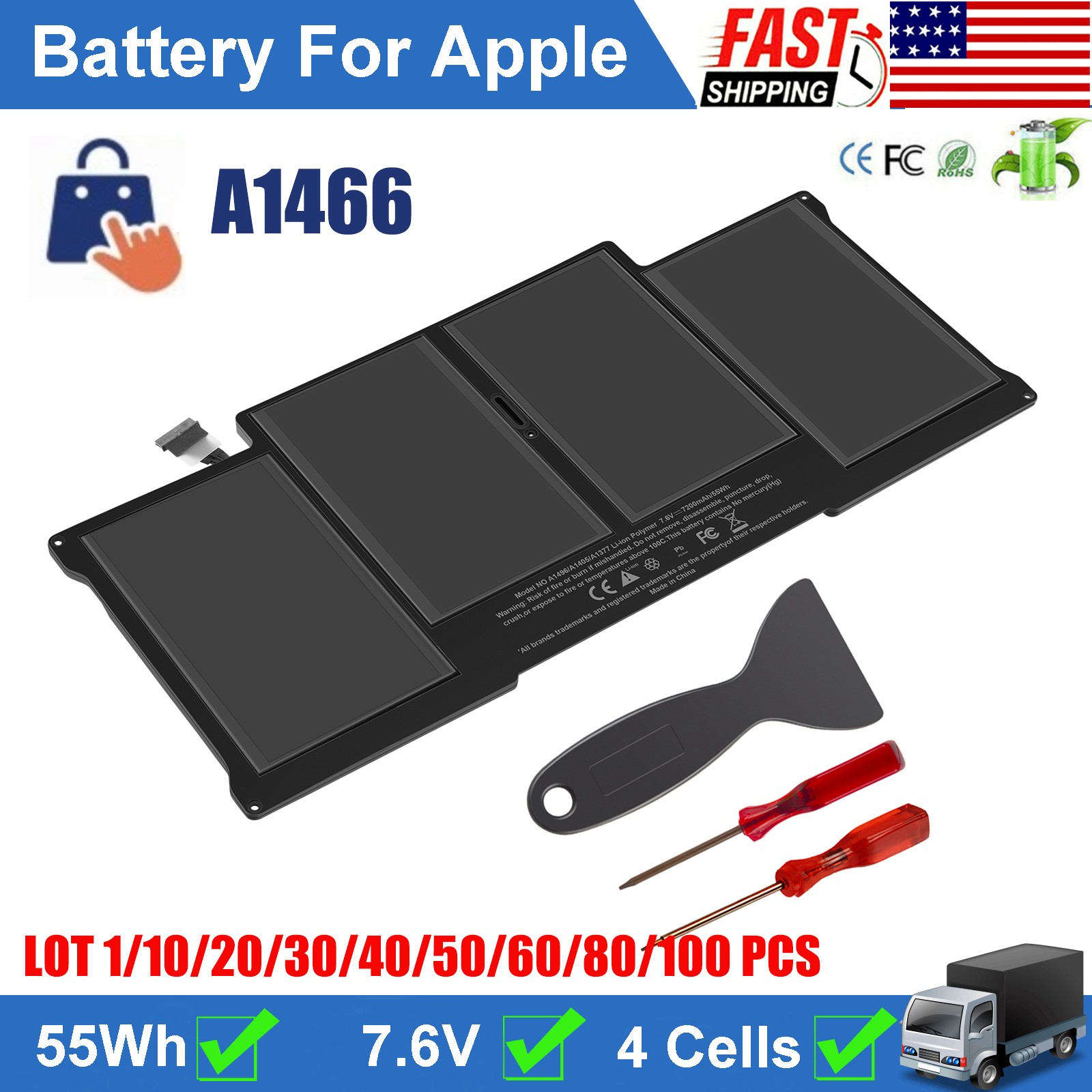 ✅LOT A1496 A1466 Battery for Apple MacBook Air 13''A1405 A1369 2014 2015 2017