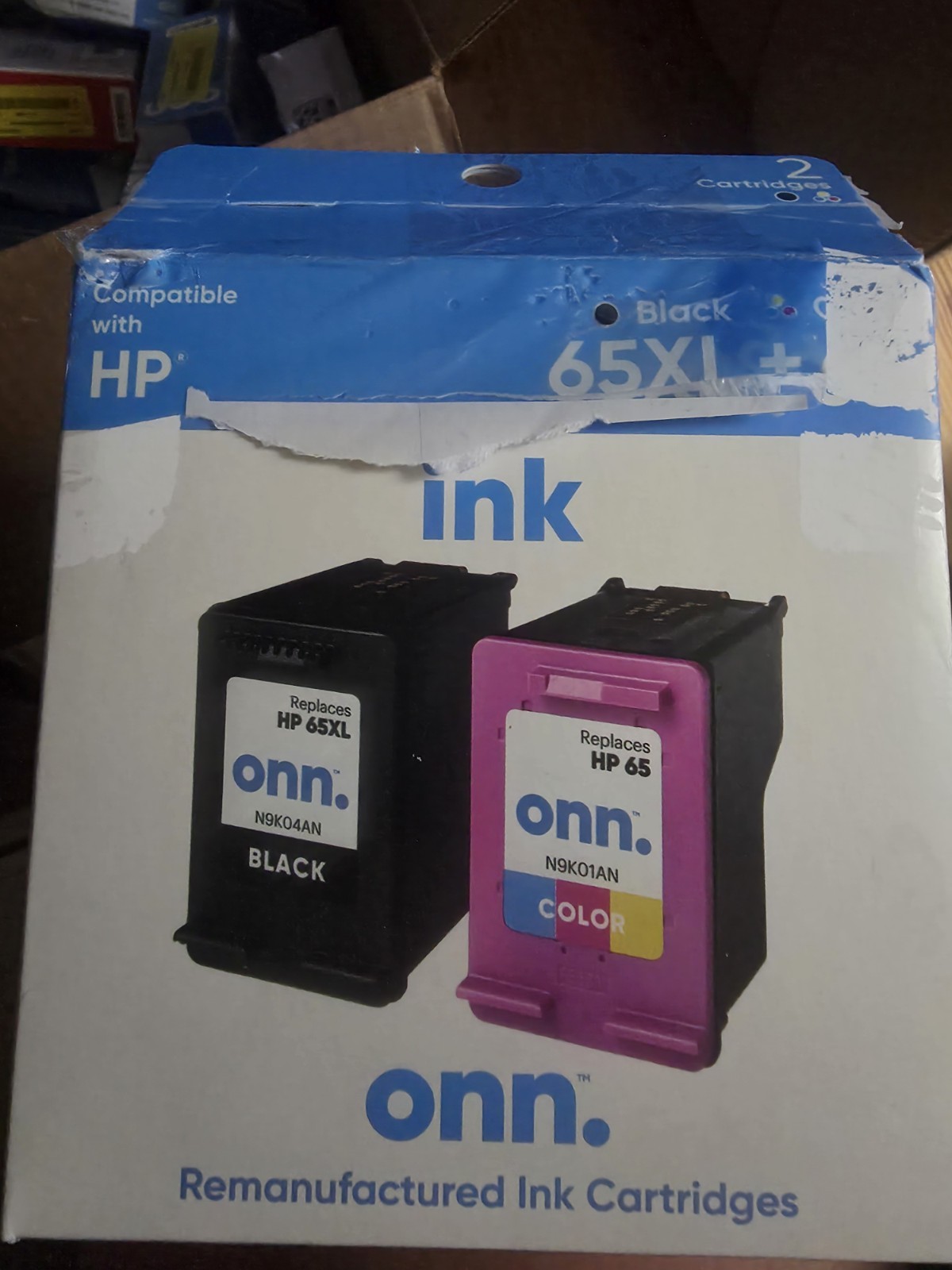 Onn 65 XL Black  And 65 Color OPEN BOX  Sealed Cartridges