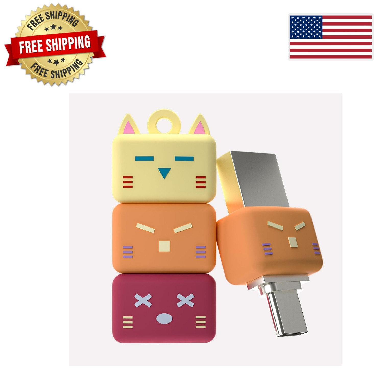 64GB Cat-Shaped Waterproof USB Flash Drive - Dual USB 3.0 & Type-C Connection