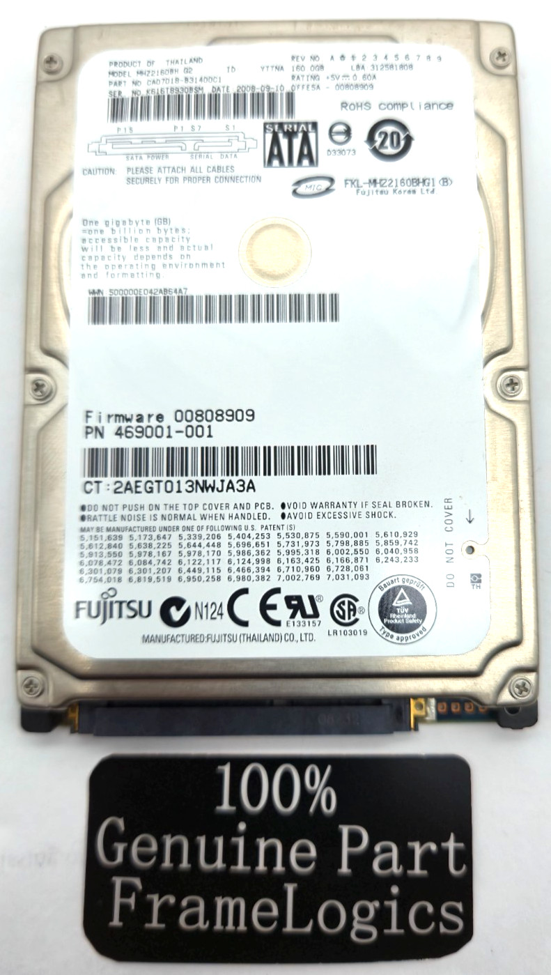 Fujitsu MHZ2160BH G2 160GB Sata Hard Drive Working & Wiped Clean