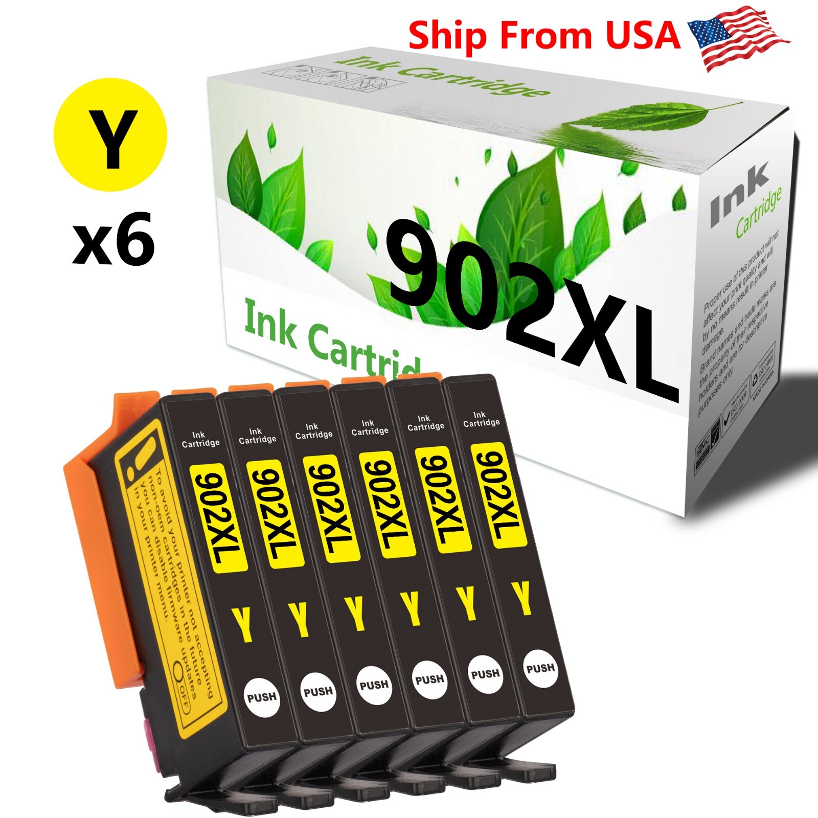 6PK HP 902 YELLOW Ink Cartridge Office Jet Pro 6954 Pro 6968