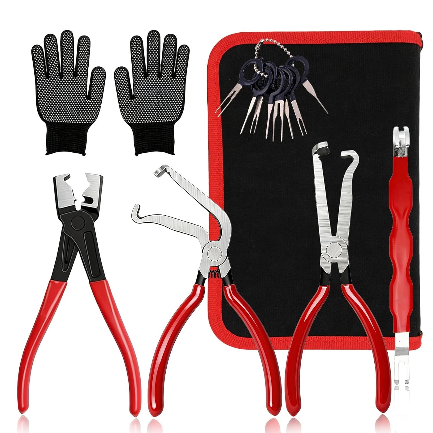 Automotive Terminal Connector Removal Tool Kit with Electrical Disconnect Pliers