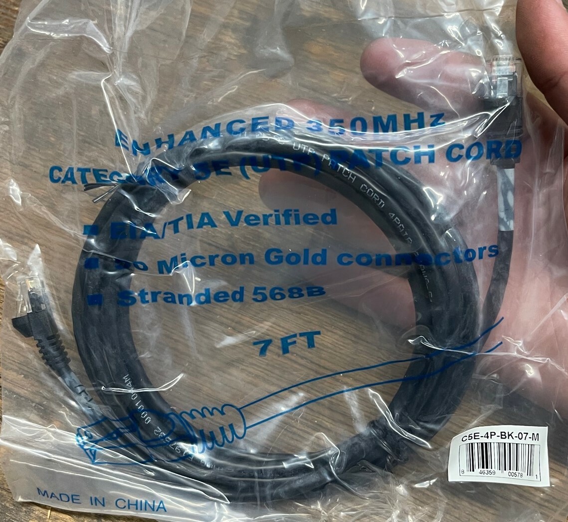 ENHANCED 350MHz CATEGORY 5E (UTP) PATCH CORD ETHERNET CABLE 7' BLACK NEW 